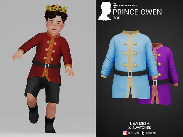 Sims 4 — Prince Owen (Top) by Beto_ae0 — Prince shirt for babies, Enjoy it - 07 colors - New Mesh - All Lods - All maps