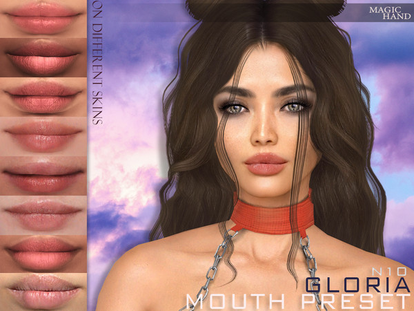 Sims 4 — Gloria Mouth Preset N10 by MagicHand — Asymmetric oval lips for Teens to Elders (can be used on males too).
