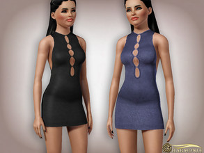 Sims 3 — Ribbed Keyhole Cut Out Dress by Harmonia — 4 color. Recolorable Please do not use my textures. Please do not