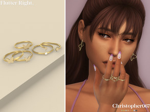 Sims 4 — Flutter Rings Right by christopher0672 — This is a simple set that includes 3 stacked rings: 3 diamond studded