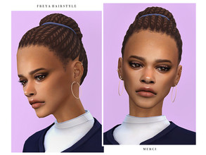Sims 4 — Freya Hairstyle by -Merci- — New Maxis Match Hairstyle for Sims4. -24 EA Colours. -For female, teen-elder. -Base