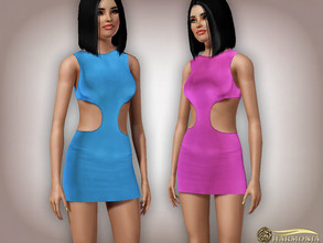 Sims 3 — Slinky Cut-out Backless Dress by Harmonia — 4 color. Recolorable Please do not use my textures. Please do not