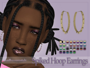 Sims 4 — Spiked Hoop Earrings by SunflowerPetalsCC — A pair of hoop earrings with spikes. Comes in 30 swatches - 10 gold,