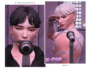 Sims 4 — K-POP Ju-Won Hairstyle by -Merci- — New Maxis Match Hairstyle for Sims4. -24 EA Colours. -For male, teen-elder.