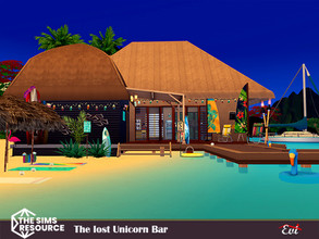 Sims 4 — The Lost Unicorn Bar_TSR only CC by evi — A beach bar where you can spend the whole day either alone or with