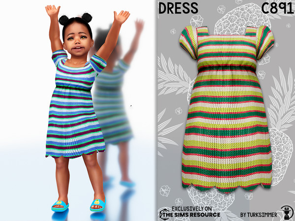 Sims 4 — Dress C891 by Daph's — 3 Swatches Compatible with HQ mod Works with all of skins Custom Thumbnail All Lods All