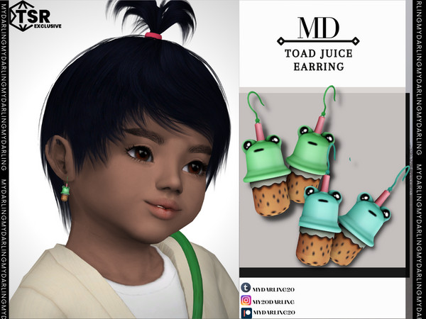 Sims 4 — TODDLER TOAD JUICE EARRINGS by Mydarling20 — new mesh base game compatible all lods all maps 7 colors