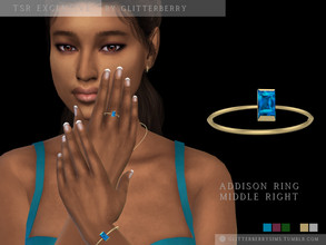 Sims 4 — Addison Ring Middle Right by Glitterberryfly — Middle right finger ring. Set in gold and silver