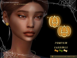 Sims 4 — Halloween 2022- Pumpkin Earrings by Glitterberryfly — A gold outlined pumpkin earring. Comes in orange, green