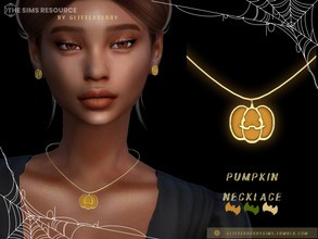 Sims 4 — Halloween 2022- Pumpkin Necklace by Glitterberryfly — A spooky scary pumpkin necklace outlined in gold. Comes in