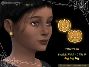 Sims 4 — Halloween 2022- Pumpkin Earring Child by Glitterberryfly — Child version of the pumpkin earrings