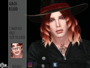 Sims 4 — Giaco Beard by Reevaly — 3 Swatches. Teen to Elder. Male. Works with all Skins and Overlays. Base Game