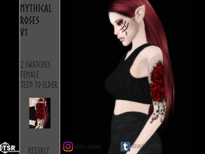 Sims 4 — Mythical Roses V1 by Reevaly — 2 Swatches. Teen to Elder. Female. Base Game compatible. Please do not reupload.