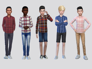 Sims 4 — Chic Plaid Shirt Boys by McLayneSims — TSR EXCLUSIVE Standalone item 8 Swatches MESH by Me NO RECOLORING Please