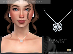 Sims 4 — Lucky Heart Necklace by Glitterberryfly — Four hearts in a clover formation with diamonds