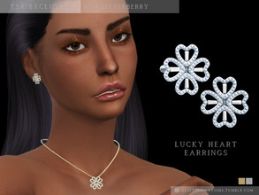 Sims 4 — Lucky Heart Earrings by Glitterberryfly — A gorgeous clover styled heart earring