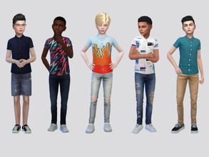 Sims 4 — Cuff Button Shirt Boys by McLayneSims — TSR EXCLUSIVE Standalone item 8 Swatches MESH by Me NO RECOLORING Please