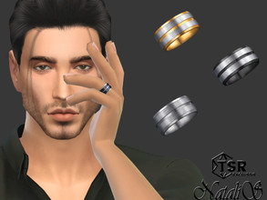 Sims 4 — Mens satin channel faceted ring by Natalis — Mens satin channel faceted ring. 7 color options. Male teen-
