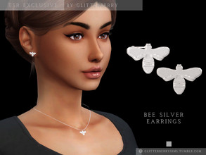 Sims 4 — Bee Silver Earring by Glitterberryfly — A buzzing bee set in silver