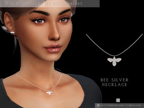 Sims 4 — Bee Silver Necklace by Glitterberryfly — A buzzing bee silver necklace