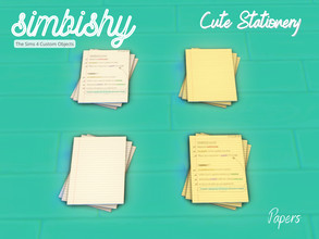 Sims 4 — Cute Stationery Set - Papers by simbishy — A stack of papers.