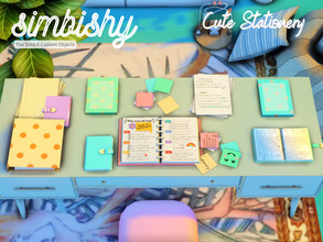 Sims 4 — Cute Stationery Set by simbishy — A set of cute stationery to calm you during your study sessions. Includes post