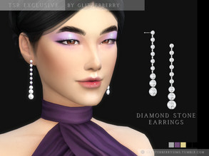 Sims 4 — Diamond Stone Earrings by Glitterberryfly — Emerald cut diamonds in a dangle earrings