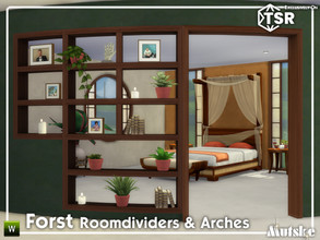 Sims 4 — Forst Curved Bookcases and Arches Model 7 by Mutske — You can mix and match these of roomdividers and arches.