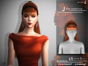 Sims 4 — Jana Hairstyle by Mazero5 — High ponytail type of hair with waist length and the back strands were spread out 45
