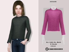 Sims 4 — Top No.185 by _Akogare_ — Akogare Top No.185 -8 Colors - New Mesh (All LODs) - All Texture Maps - HQ Compatible