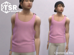 Sims 4 — O-Ring Tanktop by RoyIMVU — Tank top with an o-ring on each strap. 5 color slots in black, pink, white,