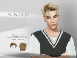 Sims 4 — WINGS-ER0905-Elegant men's hair by wingssims — Colors:15 All lods Compatible hats Make sure the game is updated