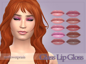 Sims 4 — Glass Lip Gloss by SunflowerPetalsCC — A gloss with a very shiny look in 10 shades.