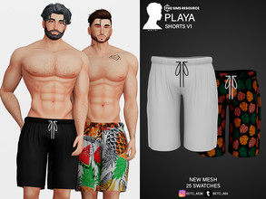 Sims 4 — Playa (Shorts V1) by Beto_ae0 — Long shorts for the beach, Enjoy it - 25 colors - New Mesh - All Lods - All maps