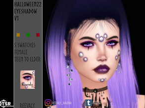 Sims 4 — Halloween22 Eyeshadow V1 by Reevaly — 5 Swatches. Teen to Elder. Female. Base Game compatible. Please do not