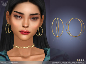 Sims 4 — Illiana Double Hoop Earrings by feyona — Illiana Double Hoop Earrings come in 4 colors of metal: yellow gold,
