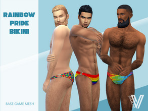 Sims 4 — Rainbow Pride Bikini by SimmieV — The perfect choice for when you want to show a lot of skin and just a little