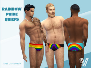 Sims 4 — Rainbow Pride Briefs by SimmieV — From poolside to Pride Parade, these Rainbow Briefs can go anywhere, with the