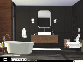 Sims 4 — Scrofa Bathroom by wondymoon — Modern style bathroom; Scrofa! Compatibility of ceramic and wood or solid colors