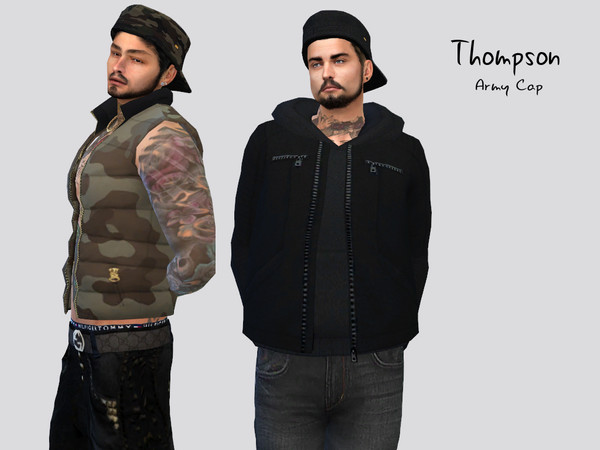 Sims 4 — Thompson Army Cap by McLayneSims — TSR EXCLUSIVE Standalone item 8 Swatches MESH by Me NO RECOLORING Please