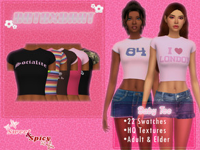 Sims 4 — [Patreon] Baby Tee by B0T0XBRAT — Hi bunnies! This is a graphic tee inspired by the slogan tee trend from the