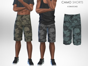 Sims 4 — Camo Shorts by Puresim — Camouflage shorts for men in 4 swatches.