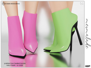 Sims 4 — Pointed Toe Heeled Boots S50 by mermaladesimtr — New Mesh 10 Swatches All Lods Teen to Elder For Female -No