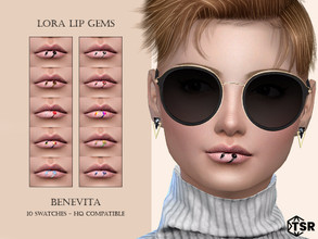 Sims 4 — Lora Lip Gems [HQ] by Benevita — Lora Lip Gems HQ Mod Compatible 10 Swatches I hope you like!