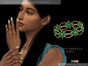 Sims 4 — Elven Emerald Ring by Glitterberryfly — An Elven inspired engagement ring