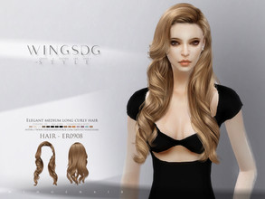 Sims 4 — Elegant medium long curly hair ER0908 by wingssims — Colors:15 All lods Compatible hats Make sure the game is