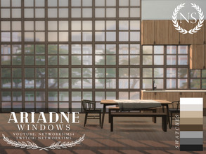 Sims 4 — Ariadne Windows by networksims — A set of 8 modern simple windows, each in 8 neutral colour swatches.