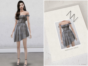 Sims 4 — IRREGULAR DRESS by ZNsims — The design details of this dress are: pleats,collect waist, irregular hemline, and