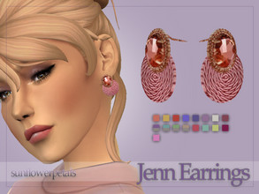 Sims 4 — Jenn Earrings  by SunflowerPetalsCC — A pair of earrings with a circular yarn & jewel look. Comes in 17