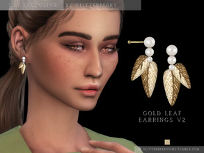 Sims 4 — Gold Leaf Earrings v2 by Glitterberryfly — Version 2 of the gold leaf earrings